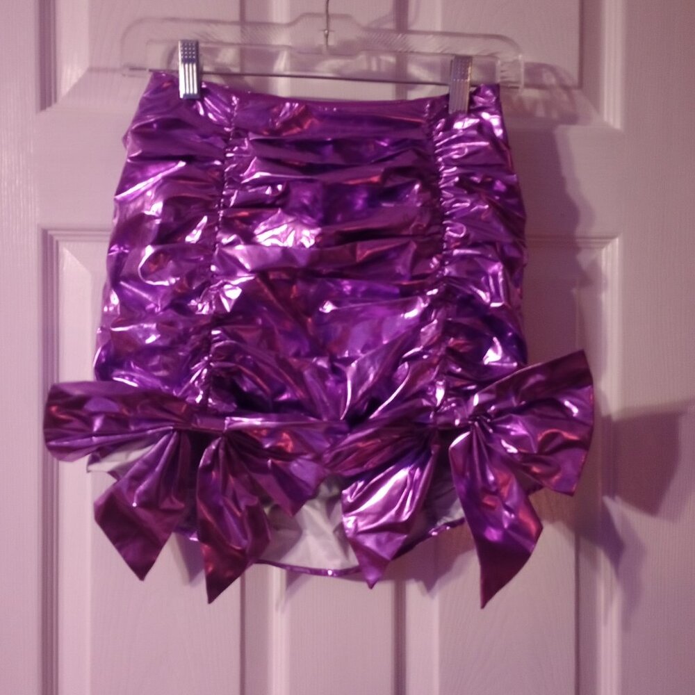 Sugar thrillz metallic purple mini skirt xs nwt